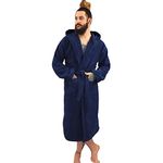 Dudra Luxury Men Women’s Hooded Bathrobe - 100% Egyptian Cotton Dressing Gown - Terry Towelling Bathrobe – Towel Robe for Holiday, Spa & Hotel(Navy, L-XL)