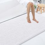 Smiry Luxury Chenille Bathroom Rugs 108X72, Extra Soft and Absorbent Shaggy Bath Mat, Machine Washable, Non-Slip Plush Carpet Runner for Tub, Shower, and Floor, Home Decor Accessories, White