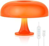 Orange Mushroom Lamp, Vintage Table Lamp, Mid Century Modern Retro Mushroom Table Lamp, USB powered dimmable, bedroom bedside table lamp, living room home decor retro desk lamp（USB adjustable version）