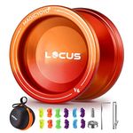 MAGICYOYO V6 LOCUS Professional Yoyo, Responsive Yoyo Kids for Beginner, Dual Purpose Yoyo with Unresponsive Yoyo Bearing for Advanced + 12 Yoyo Strings + Removal Bearing Tool + Bag(Red Golden)