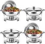 Chafing Dish Buffet Set 5 QT 4 Packs Stainless Steel Buffet Servers and Warmers, Chaffing Servers with Covers, Catering, Chafer,Food Warmer for Parties Weddings