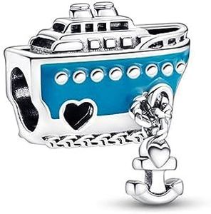 polengju Blue Cruise Boat Heart Anchor Charms for 925 Sterling Silver Bracelets Necklaces,Christmas Anniversary Jewelry Gifts