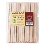 YANPROG Wooden Coffee Stirrers 5.5" Coffee Stir Sticks 100 Pcs, Natural Birch Round End Thick Birch Wood Eco-Friendly， Suitable for Coffee, Cocktail and Hot Drinks