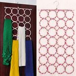 ASVMART 28 Slots Scarf/Dupatta Hanger Organiser (Multicolour, 72 x 36 CMT, Alloy Steel) Multi Purpose 28 Rings Foldable Hanger for Ties, Scarfs, Belts