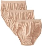Bali Women's 3 Pack Comfort Revolution Hi-Cut Panty, Nude, 10/11