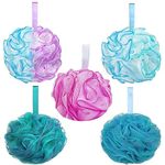 YUEMING 5PCS Shower Puff Loofah 75g Extra Large Shower Puffs Shower Sponge Shower Scrunchie Body Puff Shower Exfoliating Soft Bath Sponge for Adults