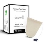 Ecowilli Tea Bags for Loose Tea Biodegradable Tea Filter Bags Drawstring 150-pack, Natural Paper Unbleached Tea Filters