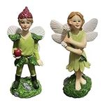 JIUMO Fairy Garden Fairies Outdoor Miniature Garden Fairy Set of 2 Boy Fairies Figurines Small Little Tiny Miniature Forest Fairies Ornaments Fairy Garden Accessories