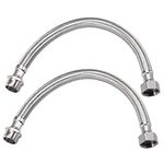 sourcing map Faucet Supply Line Connector G1/2 Female x G1/2 Male 12 Inch Length 304 Stainless Steel Hose 2Pcs