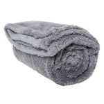 Soft Fluffy Fleece Blanket for Cats & Dogs | Warm Pet Throw | Machine Washable | Bed Blanket and Travel | Protects Furniture | Grey, Small 60 x 80cm