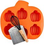 Mud Pie Pumpkin Silicone Baking Set, mold 9 1/2" x 9 3/4",Orange