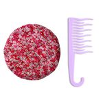 XO Curls Women's Deep Conditioning Micro-Cotton Heat Cap with Flaxseed & Shower Detangling Hair Comb for Curly Hair Care, Combo Pack of 2, (Assorted Color)