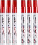 Red Paint Markers Pens - Single color 6 Pack Permanent Oil Based Paint Pen, Medium Tip, Quick Dry and Waterproof Marker for Rock, Wood, Fabric, Plastic, Canvas, Glass, Mugs, Canvas, Glass