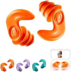 Kids Swimming Ear Plugs,3 Pairs Waterproof Silicone Ear Plugs for Swimming Kids Ages 6-14,Reusable Soft Swim Ear Plugs with Noise Reduction for Pool,Shower,Surfing and Travel(Kids-Orange,Purple,Green)