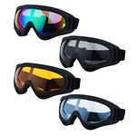 LJDJ Ski Goggles, Pack of 4 - Snowboard Adjustable UV 400 Protective Motorcycle Goggles Outdoor Sports Tactical Glasses Dust-Proof Combat Military Sunglasses for Kids, Boys, Girls, Youth, Men, Women