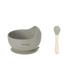 Tony Stark Silicone Unbreakable Baby Bowl & Wood Handle Spoon - Suction Design, Non-Slip, BPA Free, Dishwasher & Microwave Safe (Army Green, 1 Set)