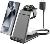 Wireless Charger for Samsung - NANAMI 3 in 1 Charging Station for Multiple Devices, Fast Charger Stand Dock for Galaxy S24 S23 Ultra S22 S21 S20 Z Flip Fold 4, Galaxy Watch 5/5 Pro/4/3,Galaxy Buds Pro