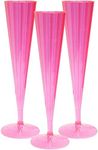 Party Essentials N280555 40Count Hard Plastic Twopiece 5 oz Champagne Flutes, Neon Pink