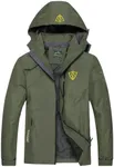 GIISAM Tactical Rain Jacket Men Army Green Lightweight Waterproof Shell Jackets Outdoor Hiking Cycling Raincoat Rain Coats