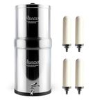 RAMA Gravity Water Filter | 32L Total Capacity (16L Storage) | 304 Stainless Steel Non-Electric Purifier for Home | Includes 4 Spirit Candles & Steel Tap | 10-Year Warranty