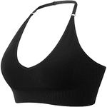 Dress Cici Halter Sports Bra, Longline & V-Neck Adjustable Halter Bra, Black, L