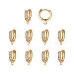 Pandahall 10pcs Real Gold Plated Cubic Zirconia Hoop Earrings Round Lever Back Earring Components Findings for Women Gifts Jewelry Making DIY Crafts 15x2.5x13.5mm