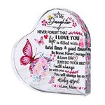 Ornalrist Keepsake Gifts for Daughter from Mum or Dad, Glass Heart Colourful Plaque Love Presents for Daughter on Birthday Graduation Christmas