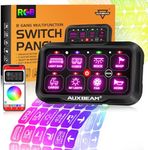 Auxbeam Switch Panel AR-800 Bluetooth 8 Gang Switch Panel RGB Switch Pod Backlit Manual Control w/Toggle Momentary Pulsed 12V-24V Switch Controller for Boat Car Truck RV UTV Waterproof 2-Year Warranty