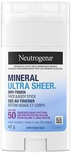 Neutrogena Mineral Ultra Sheer Dry-Touch Face & Body Stick SPF 50 - With Vitamin E - Sun Protection - Zinc Oxide - 42g, White