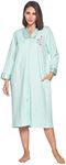 Casual Nights Women's Quilted Long Sleeve Zip Up House Dress Robe, Green, XL