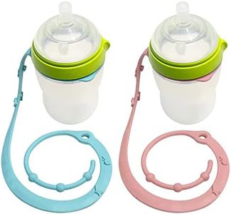EUOUE Silicone Baby Bottle Strap, 2PK Sippy Cup Holder and Toy Tether for Highchair and Carseat, Blue, Pink