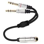 XMSJSIY 6.35mm 1/4 TRS Headphone Splitter Cable,1/4 inch TRS Female to Dual Stereo Male Plug Y Splitter Audio Extension Adapter Cable with Gold Plated for Amplifiers,Guitar and More- 50CM/1.6FT…