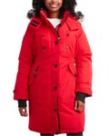 CANADA WEATHER GEAR Women's Winter Coat - Stadium Parka Jacket, Fur Trim Hood (S-3XL), Red Apple, Medium