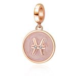 Rose Gold Zodiac Sign Charms 925 Sterling Silver Constellation Dangle Charm for European Bracelet (Pisces)