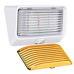 Leisure LED RV Exterior Porch Utility Light with Switch - 12v 280 Lumen Lighting Fixture. Replacement Lighting for RVs, Trailers, Campers, 5th Wheels. White Base, Clear and Amber Lens (White, 1-Pack)