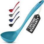 Zulay Soup Ladle Spoon with Comfortable Grip - Cooking and Serving Spoon for Soup, Chili, Gravy, Salad Dressing and Pancake Batter - Large Nylon Scoop & Soup Ladle Great for Canning and Pouring - Blue