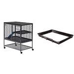 MidWest Deluxe Critter Nation Single Unit Small Animal Cage & 4 locking Wheel Casters, Measures 36" L x 25" W x 38.5" H Inches, Ideal for Dagus, Rats, Ferrets, Black