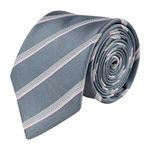 Kavove Elegant Gray Striped Neck Tie For Men