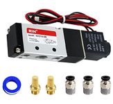 RIH Pneumatics Solenoid Valve 12V/24V/110V Single Coil Pilot-Operated Electric 2 Position 5 Way Connection Type (AC110V, 1/4"NPT)