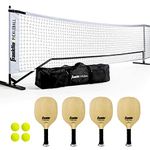 Franklin Sports Pickleball Net Starter Set - Portable Outdoor Court Regulation Size Pickleball Net System with Travel Bag - Official Pickleball Starter Set with (4) Paddles + (4) X-40 Pickleballs