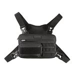 Fitdom Tactical Inspired Sports Utility Chest Pack. Chest Bag for Men with Built-in Phone Holder. This EDC Rig Pouch Vest is Perfect for Workouts, Cycling & Hiking, Black, S, Rig Fit