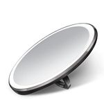 simplehuman Sensor Mirror, Lighted Compact Makeup Magnifying Mirror with Light, Round, Travel Size, Black Stainless Steel