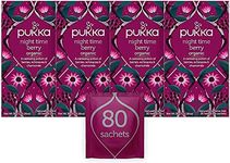 Pukka Herbs | Night Time Berry Organic Herbal Sleep Tea Box | Chamomile, Lavender & Elderberry Tea | Ideal For Bedtime Relaxation | Caffeine Free | 4 Packs | 80 Plant Based Biodegradable Tea Bags
