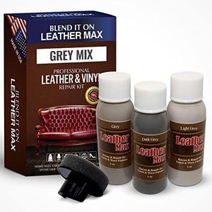 Leather Max Quick Blend Refinish and Repair Kit, Restore, Recolor & Repair / 3 Color Shades to Blend with/Leather Vinyl Bonded and More (Grey Mix)