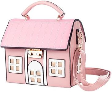 Personality House Shaped Messenger Bags PU Leather Crossbody Shoulder Bag for Ladies Girl Casual Mini Handbag (Pink)