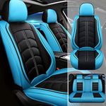 Car Seat Cover for Mini Cooper S 2002-2012, Durable Wear Resistant Waterproof Seat Cover, Breathable No Odor Premium Leather Vehicle Interior Accessories.(Standard 5 Seats,Black Blue)