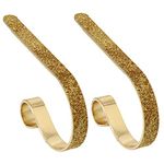 H&D Haute Decor Original Mantel Clip : Stocking Hanger : 2 Pack : Gold Glitter Finish