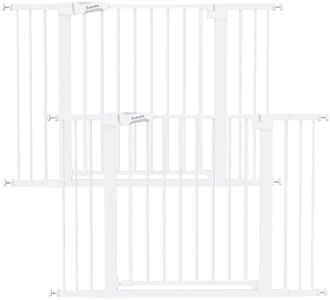 Babelio Baby Gate, 29-48 Inch Auto Close Pet Gate, Easy Install Pressure-Mounted Safety Gate, Extra Wide Pet Gate for Stairs and Doorways, 2 Pack White