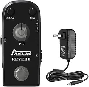 AZOR Pedal Power Adapter with Digital Reverb Guitar Effect Pedal Plate Reverb Hall and Church,Space Guitar Effect with True Bypass Aluminum Alloy