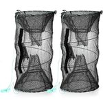 ZENFUN Set of 2 Fishing Bait Trap, Crab Trap Minnow Trap, Crawfish Trap, Collapsible Cast Net, Foldable Fishing Net Trap, Lobster Trap, Portable Folded Fishing Accessories